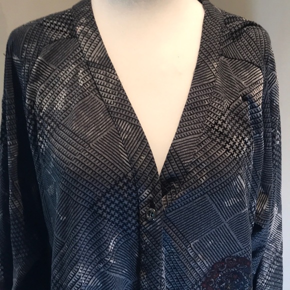 “UNIQUE MULTI FABRIC” Grey and abstract coloured patterns long sleeved sweater. - Picture 4 of 13